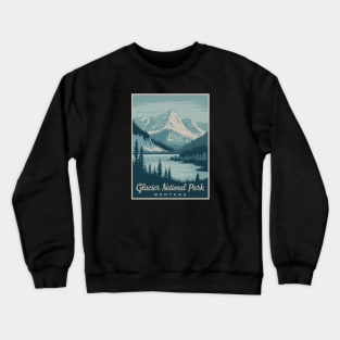 Glacier National Park Montana Retro Poster Crewneck Sweatshirt